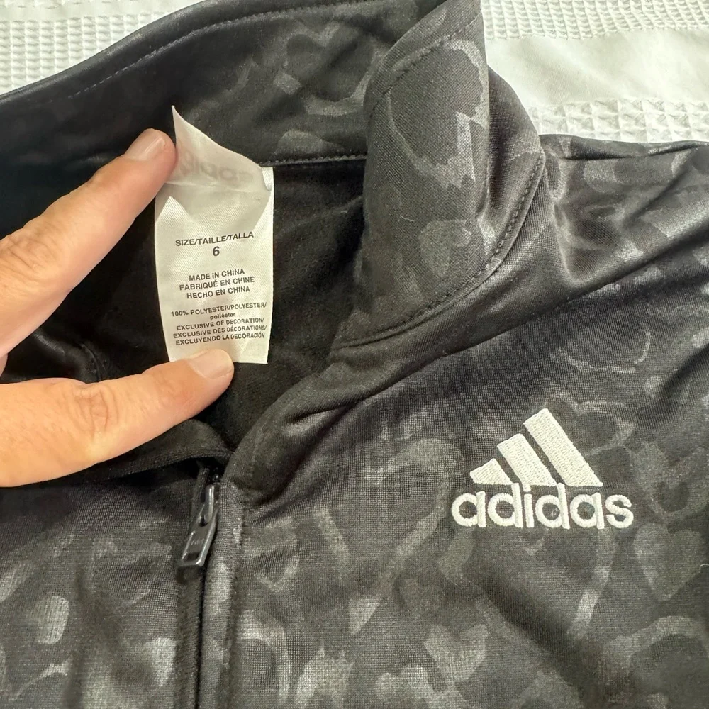 adidas Kids Black Track Jacket and Pants Set with White Stripes
